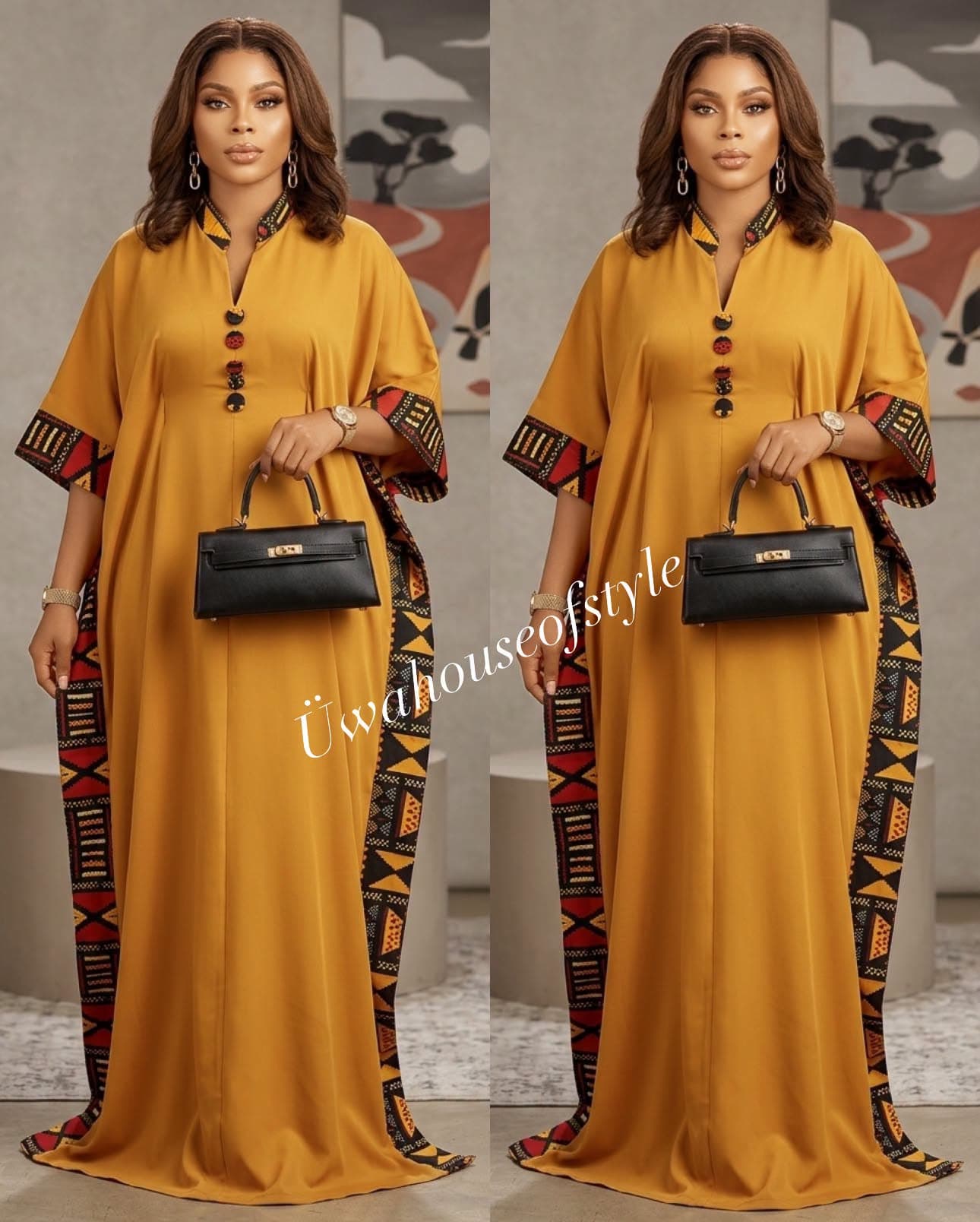 Mustard Geo Border Boubou